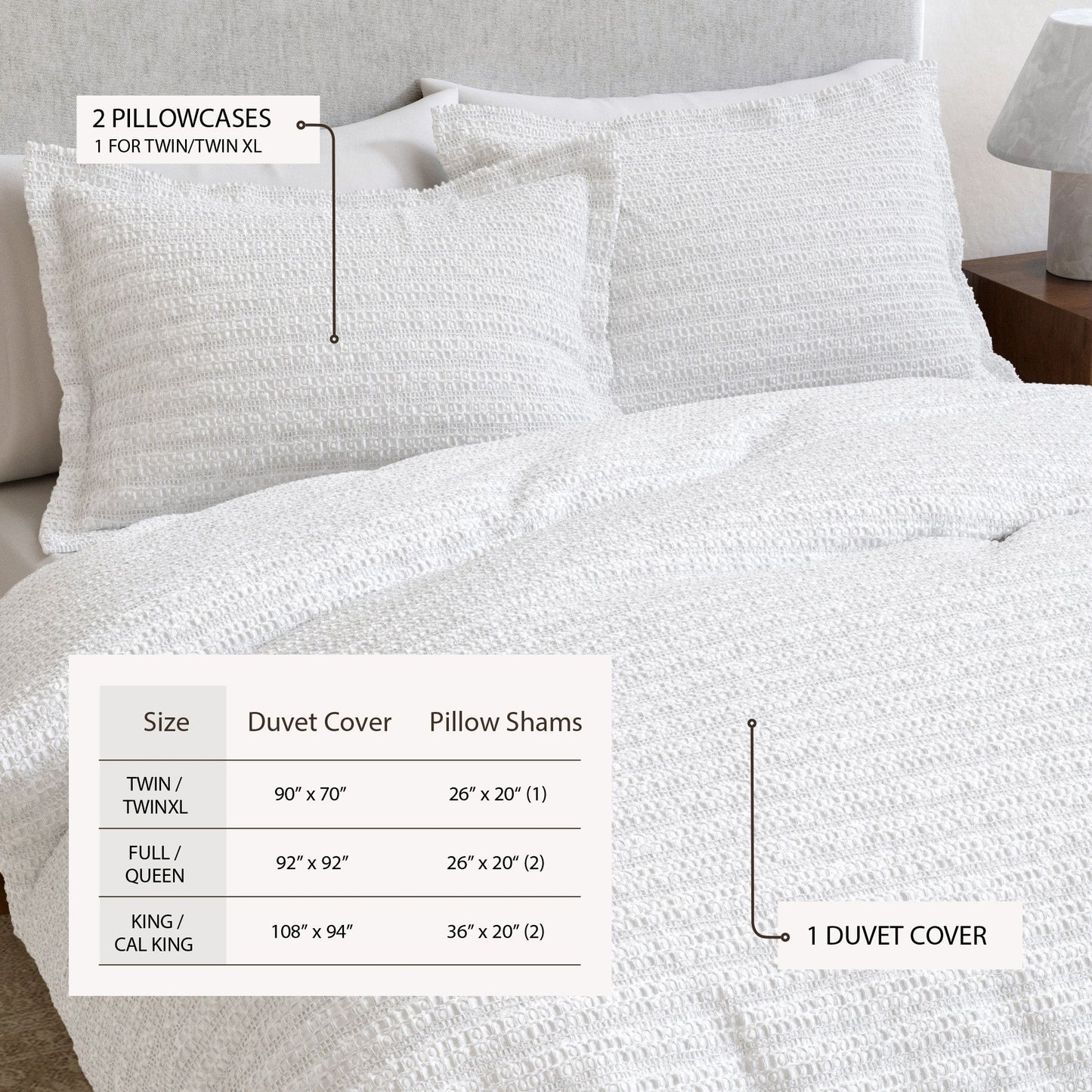 Mattea Collection-100% Cotton Honeycomb Waffle Duvet Set