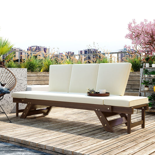 Alora Outdoor Adjustable Wooden Patio Daybed Sofa