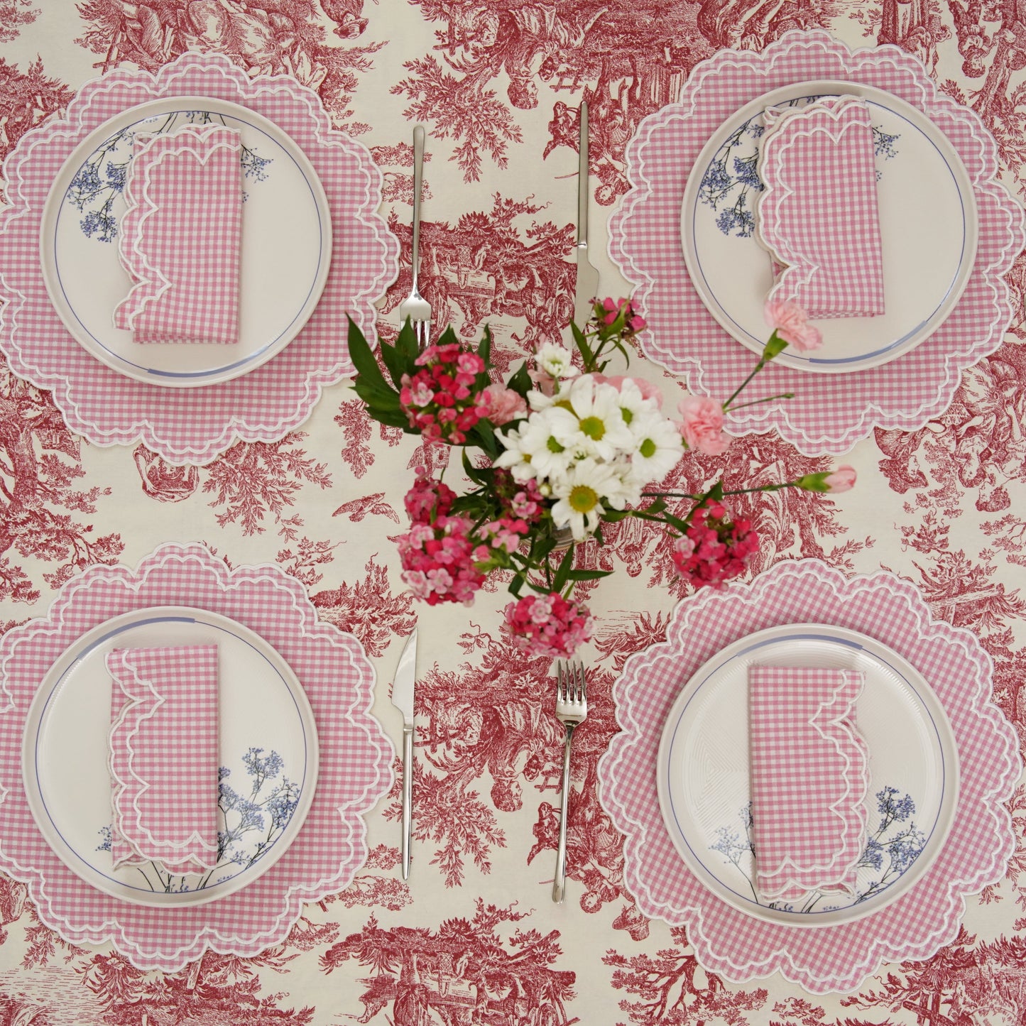 Magnolia Pink Gingham Table Set