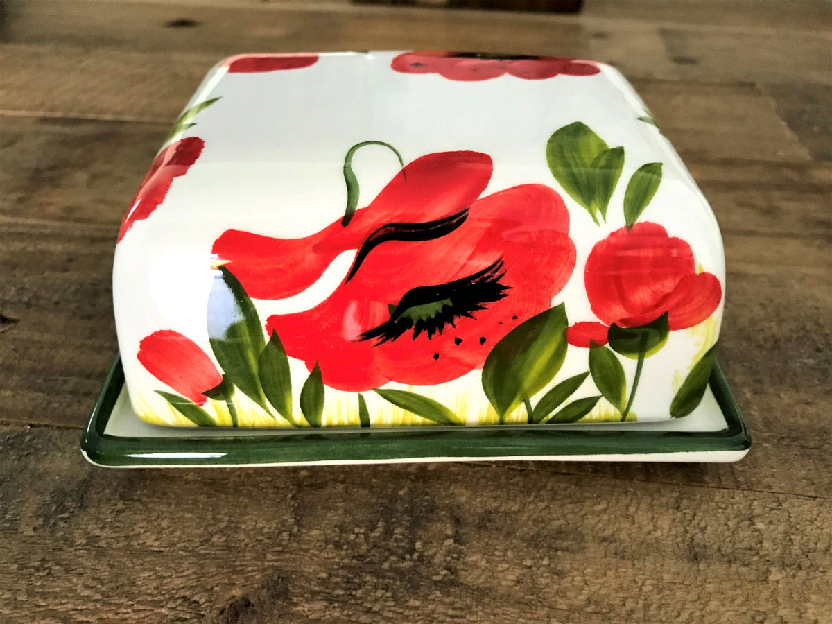 Italian Hand-Painted Ceramic Butter Dish