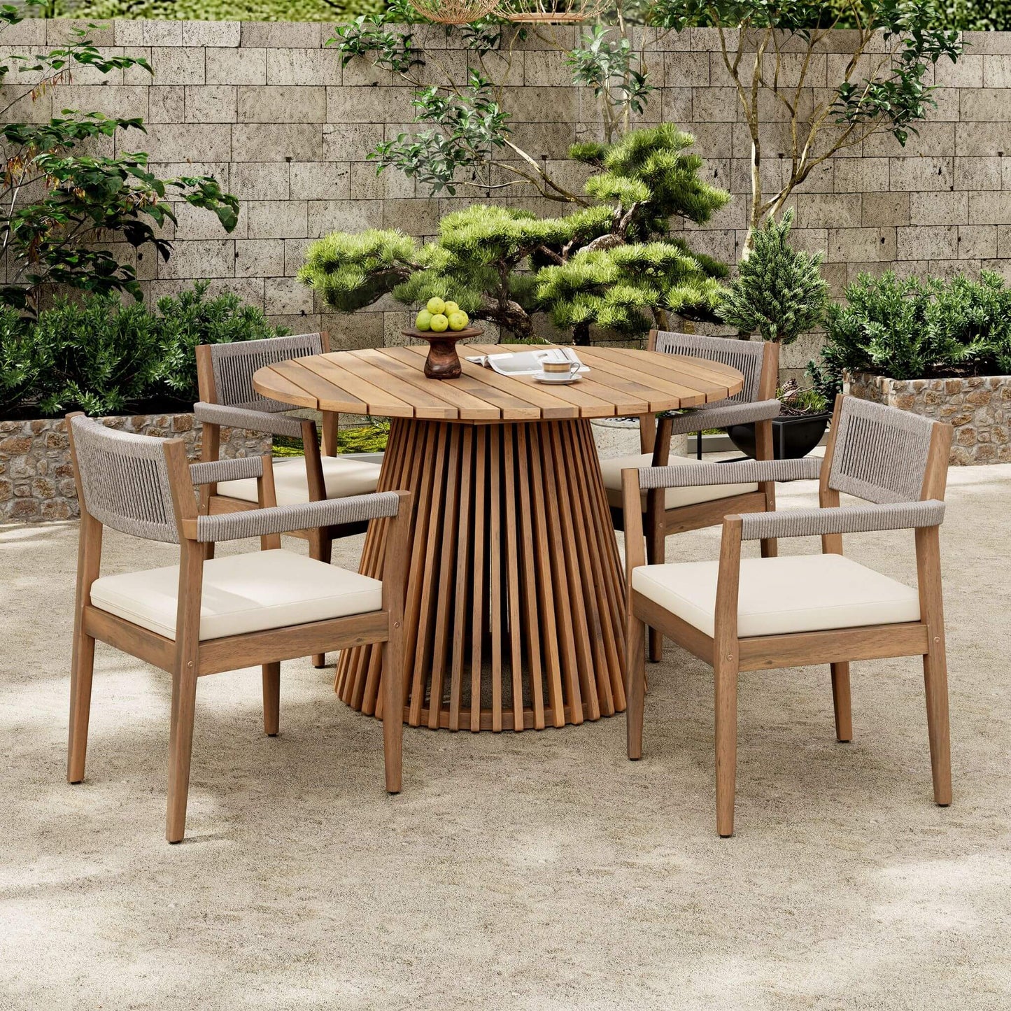 Alora Outdoor Acacia Wood Patio Furniture Set