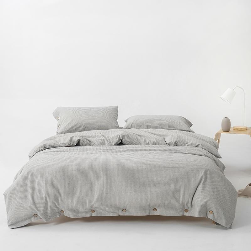 Olivia Stripe Ultra-Soft Duvet Cover Set 100% Washed Cotton