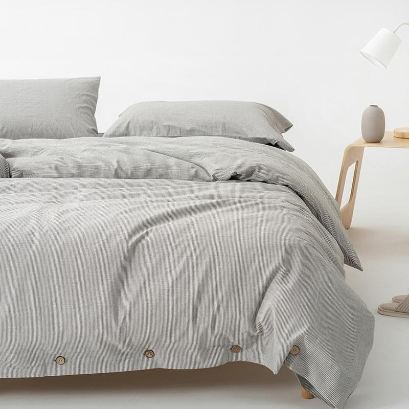 Olivia Stripe Ultra-Soft Duvet Cover Set 100% Washed Cotton