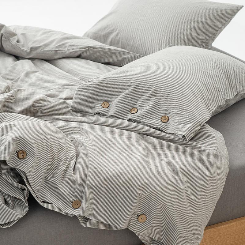 Olivia Stripe Ultra-Soft Duvet Cover Set 100% Washed Cotton