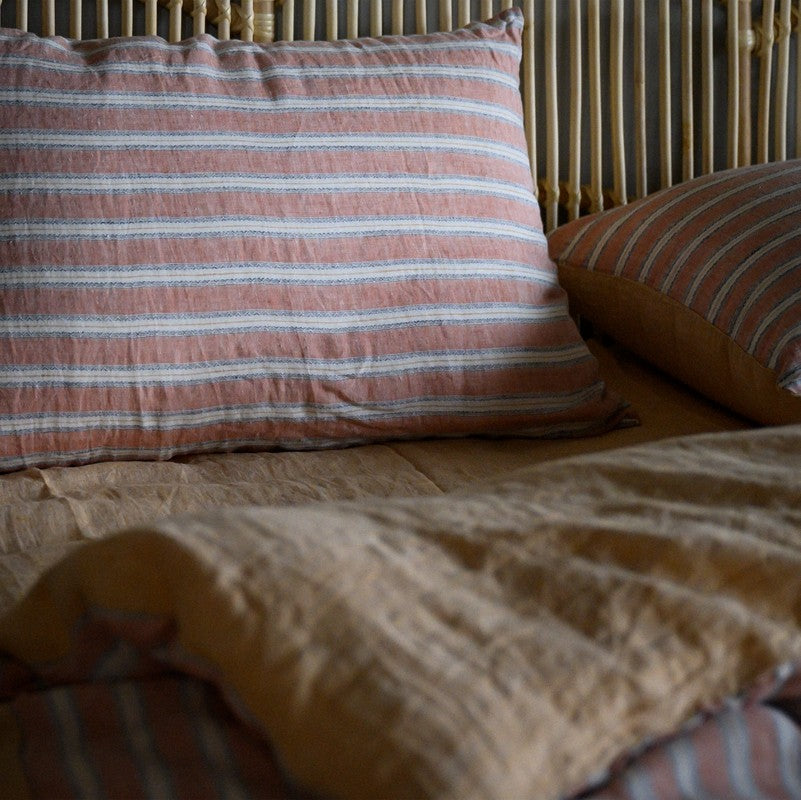 PeachPuff Vertical Stripes Linen Duvet Set