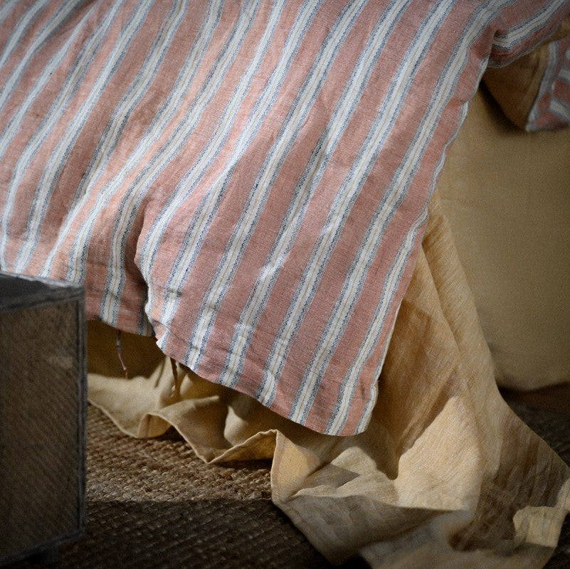 PeachPuff Vertical Stripes Linen Duvet Set