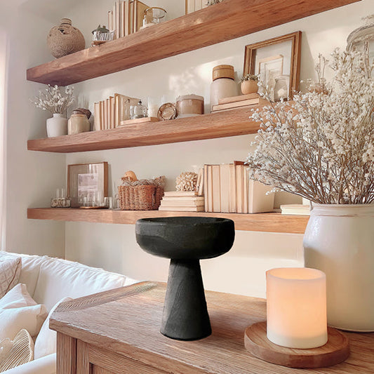 Paulownia Wood Modern Black Elevated Bowl