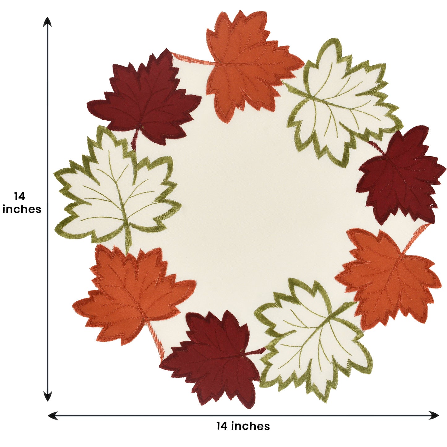 Cream Autumn Doilies – Round Linen Placemats | Embroidered Dining Table Decor 15 Inch