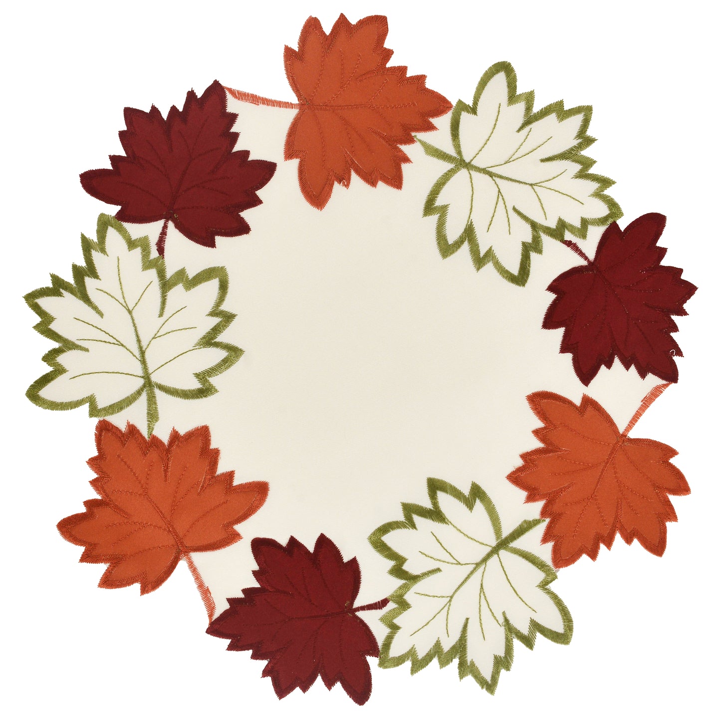 Cream Autumn Doilies – Round Linen Placemats | Embroidered Dining Table Decor 15 Inch