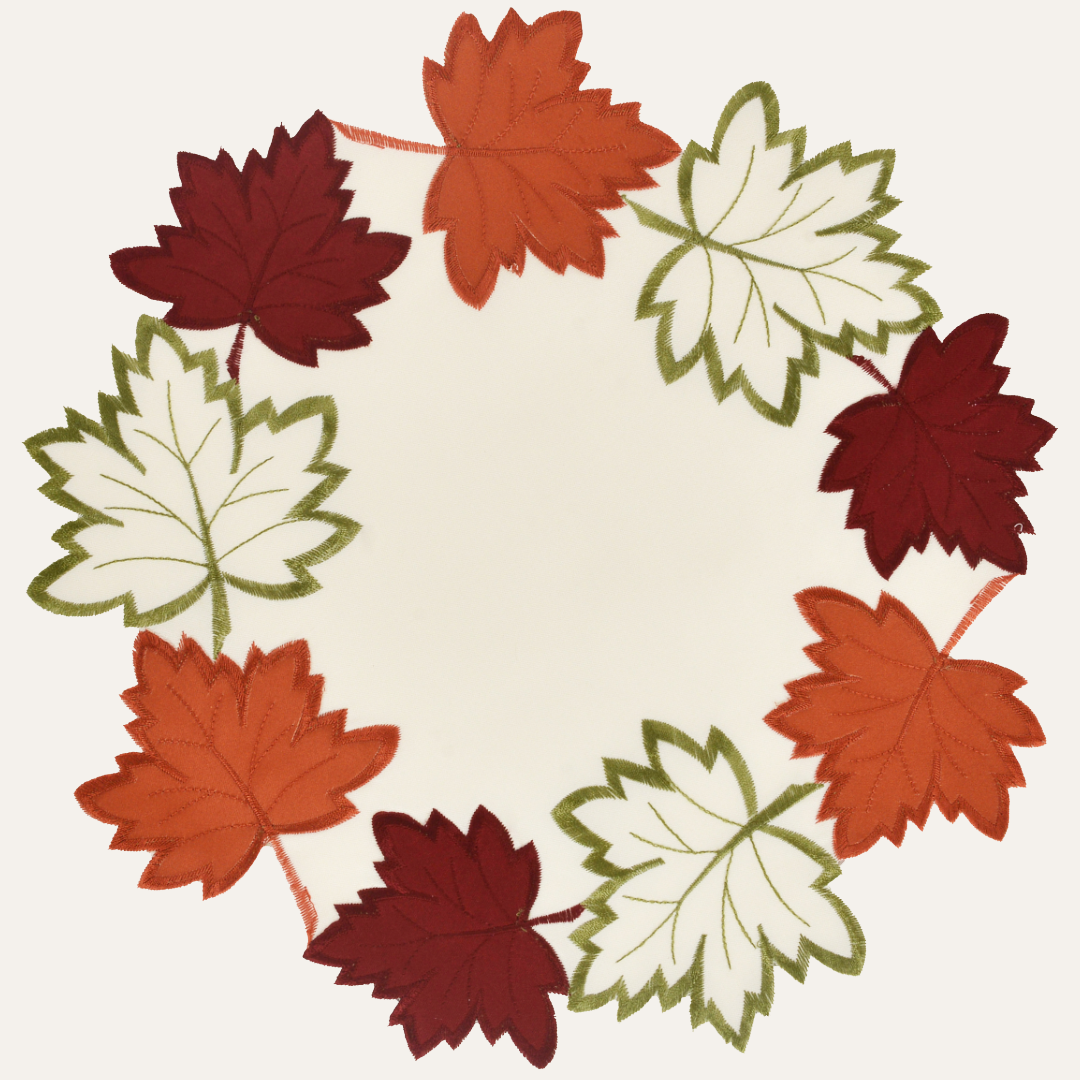 Cream Autumn Doilies – Round Linen Placemats | Embroidered Dining Table Decor 15 Inch