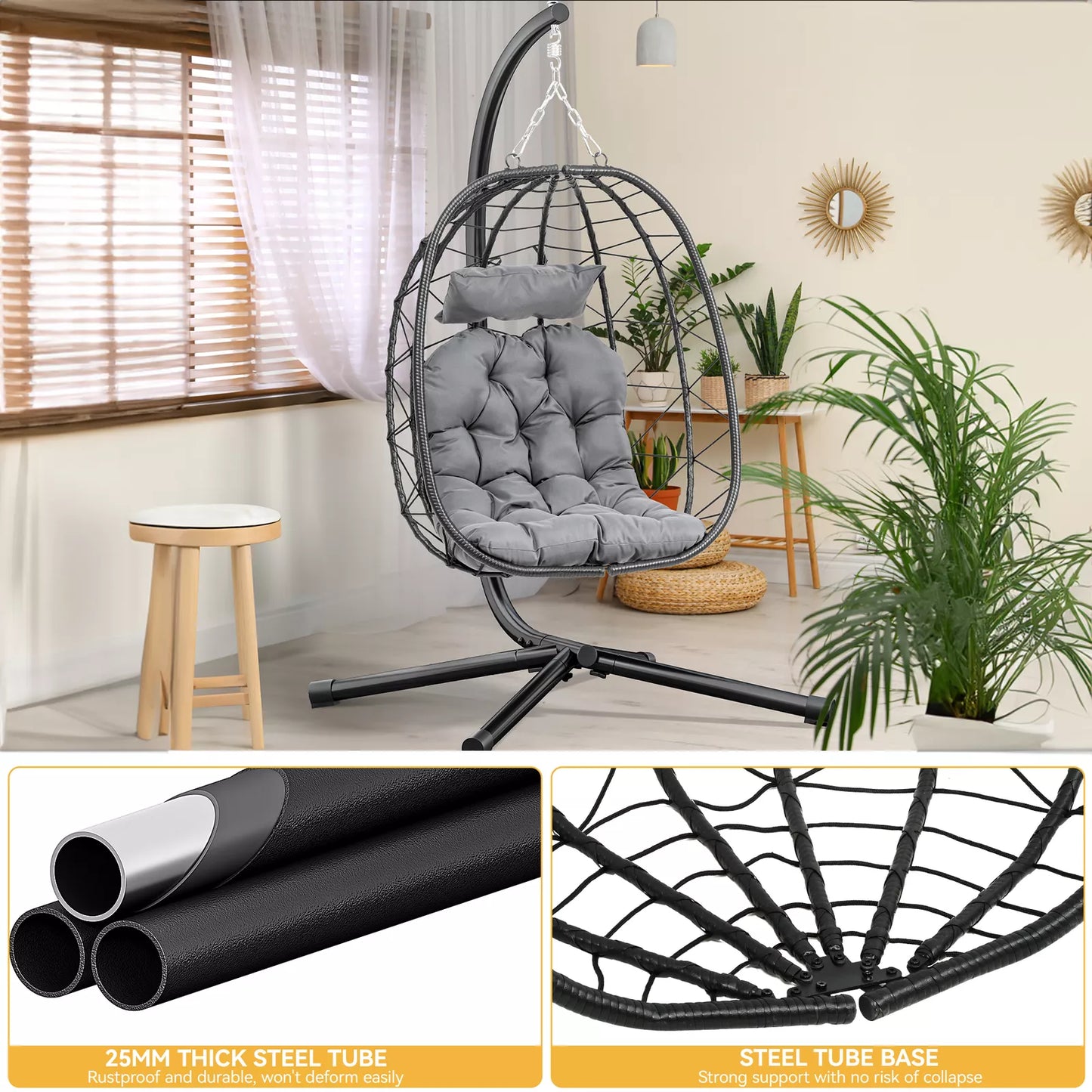 Edin Hanging Egg Chair With Stand