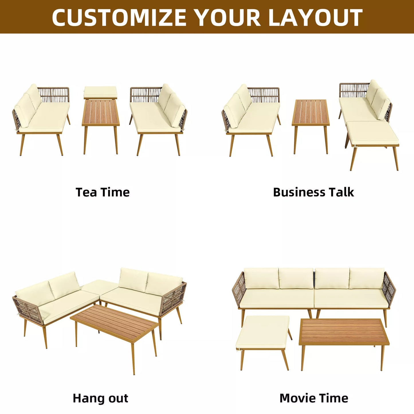 Holt Outdoor Patio L Shape Sectional Set