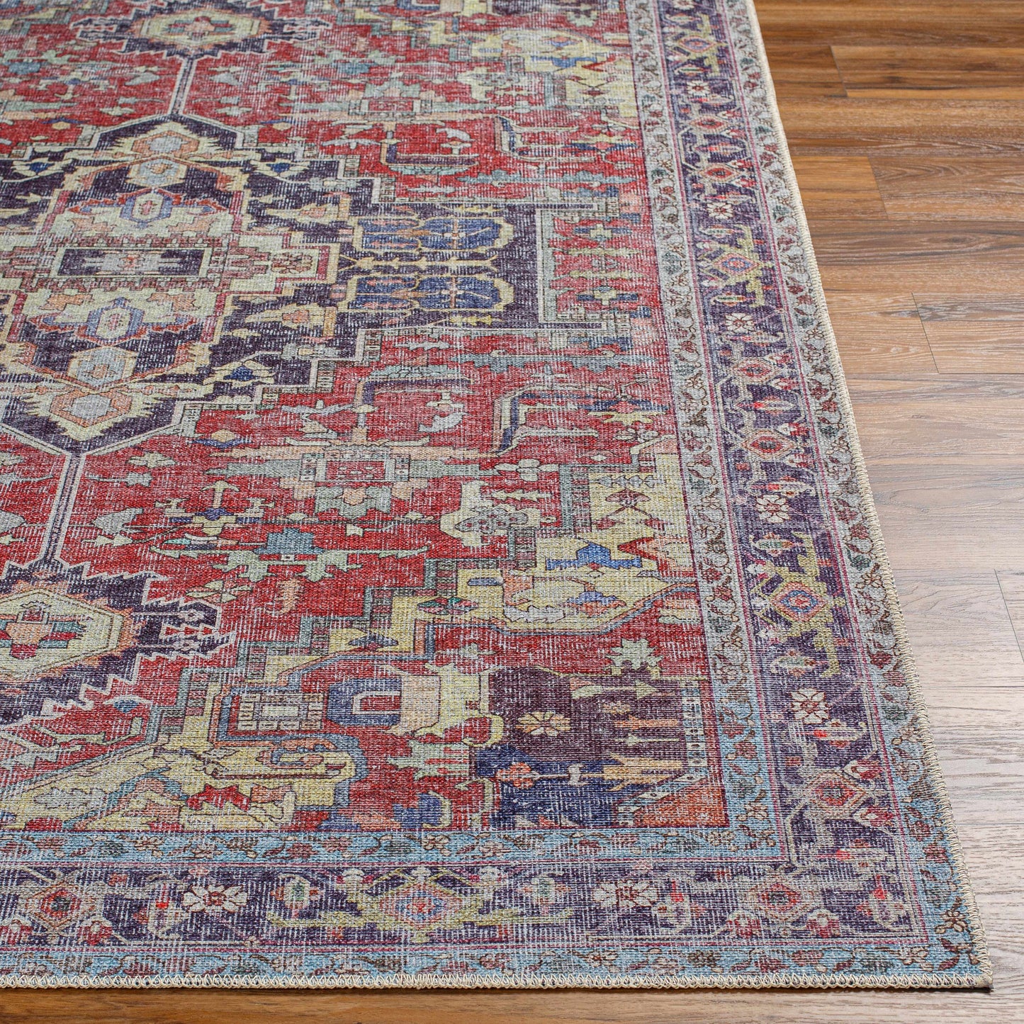 Reza Red Washable Rug