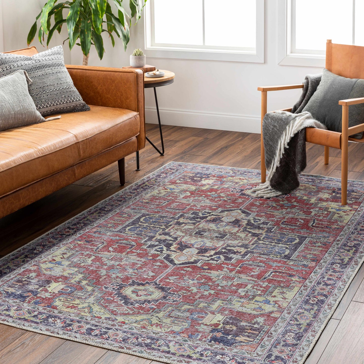 Reza Red Washable Rug
