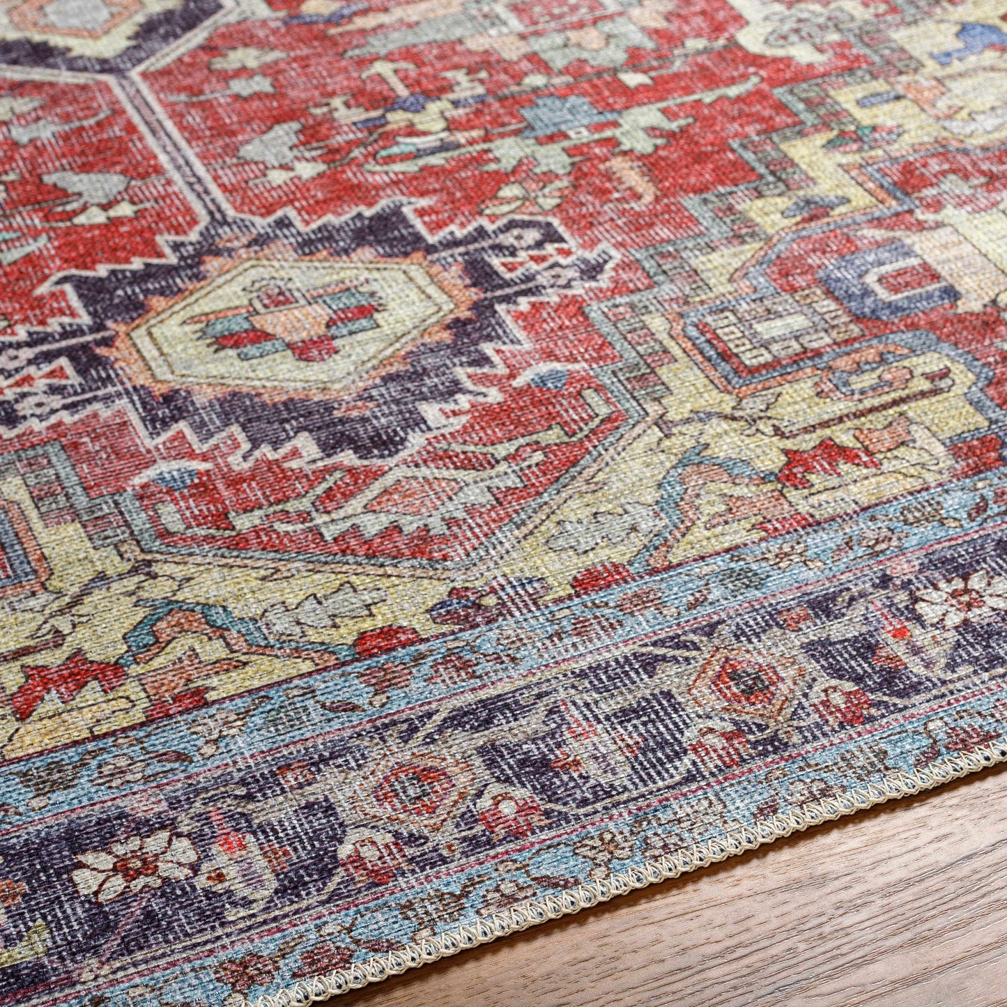 Reza Red Washable Rug