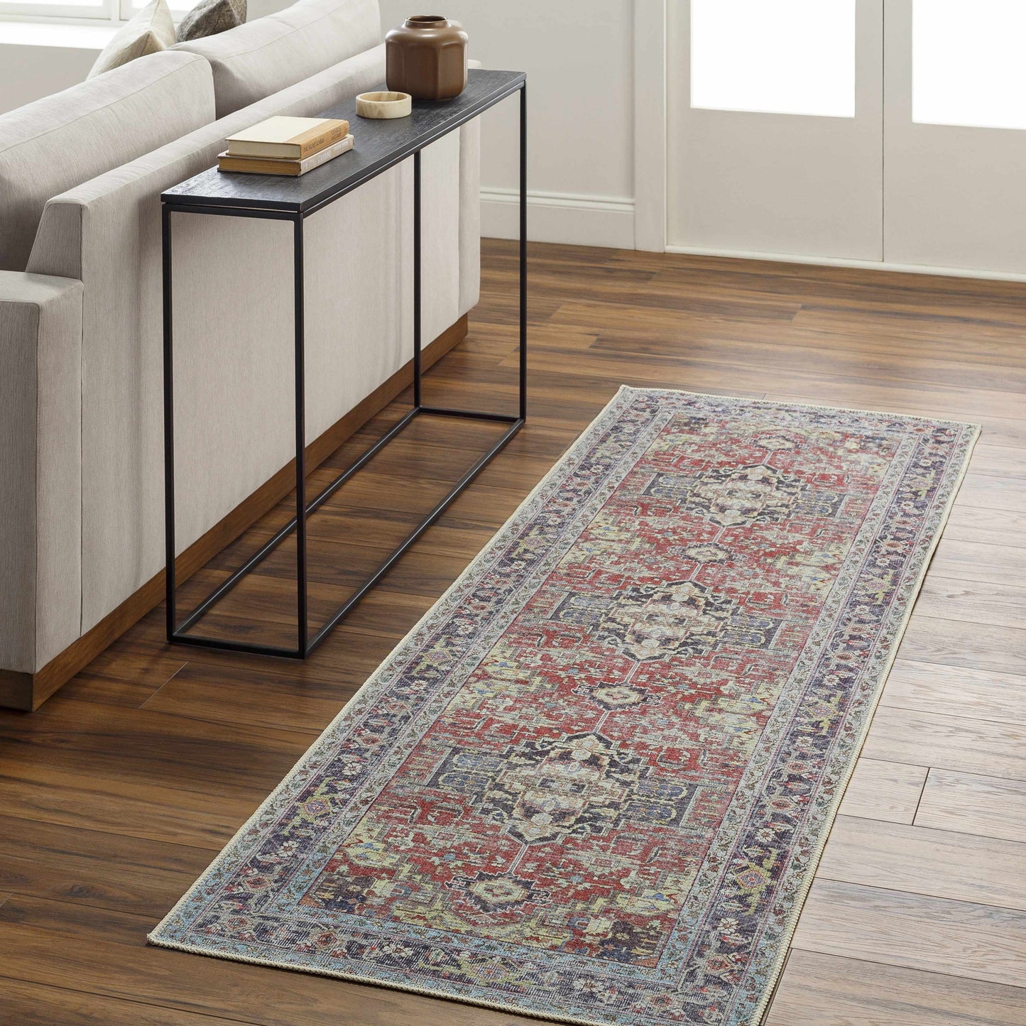 Reza Red Washable Rug