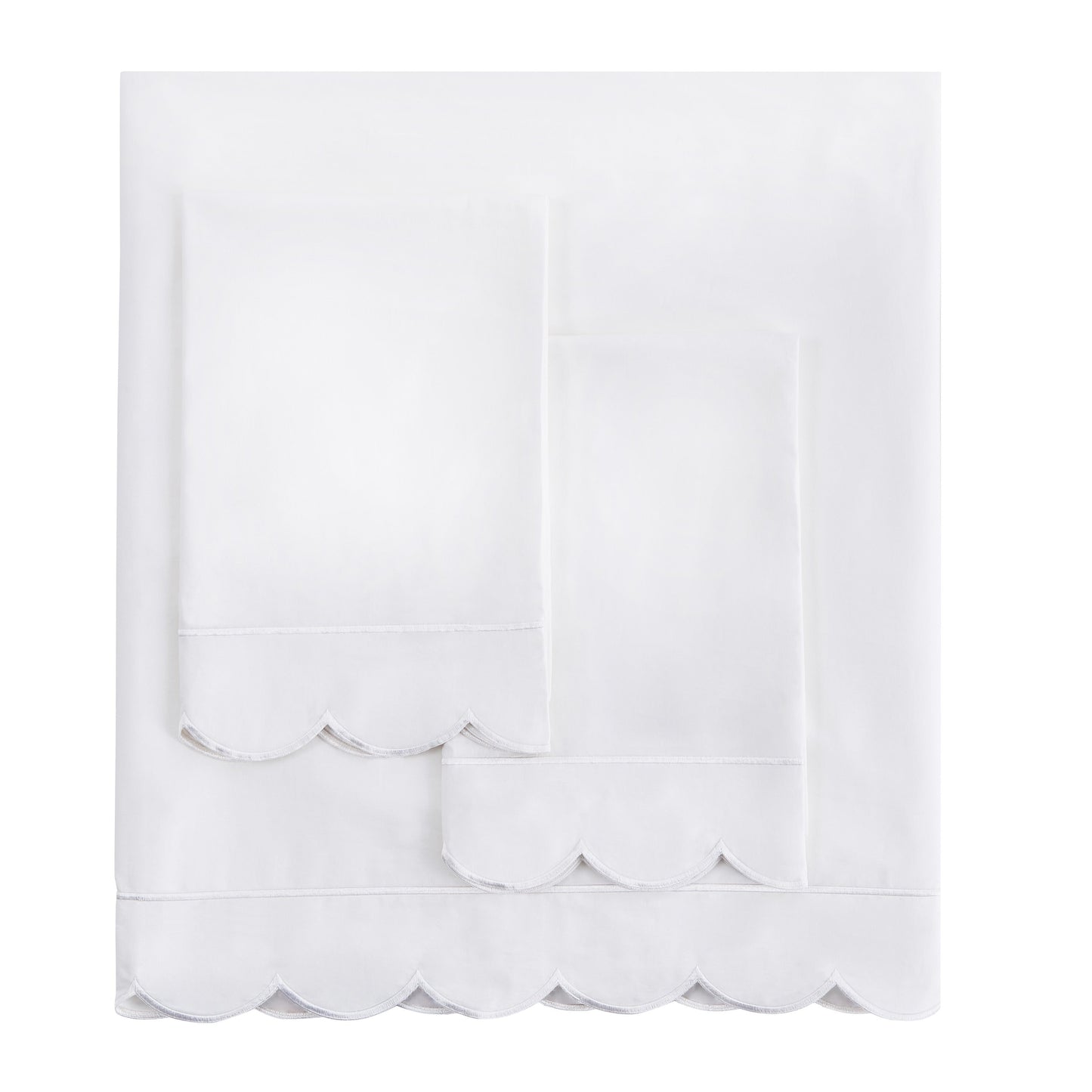 Scallop Frame Embroidered Cotton Sheet Set