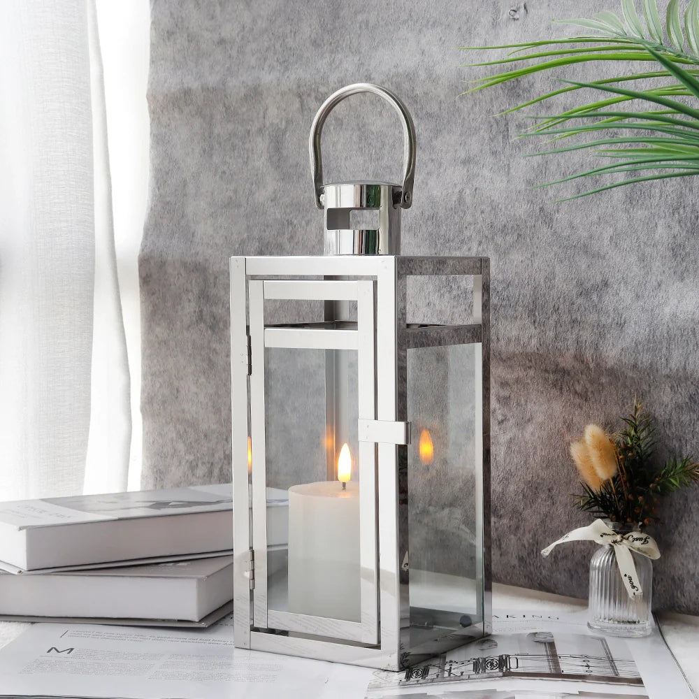 Baylee Silver Metal Decorative Candle Lantern