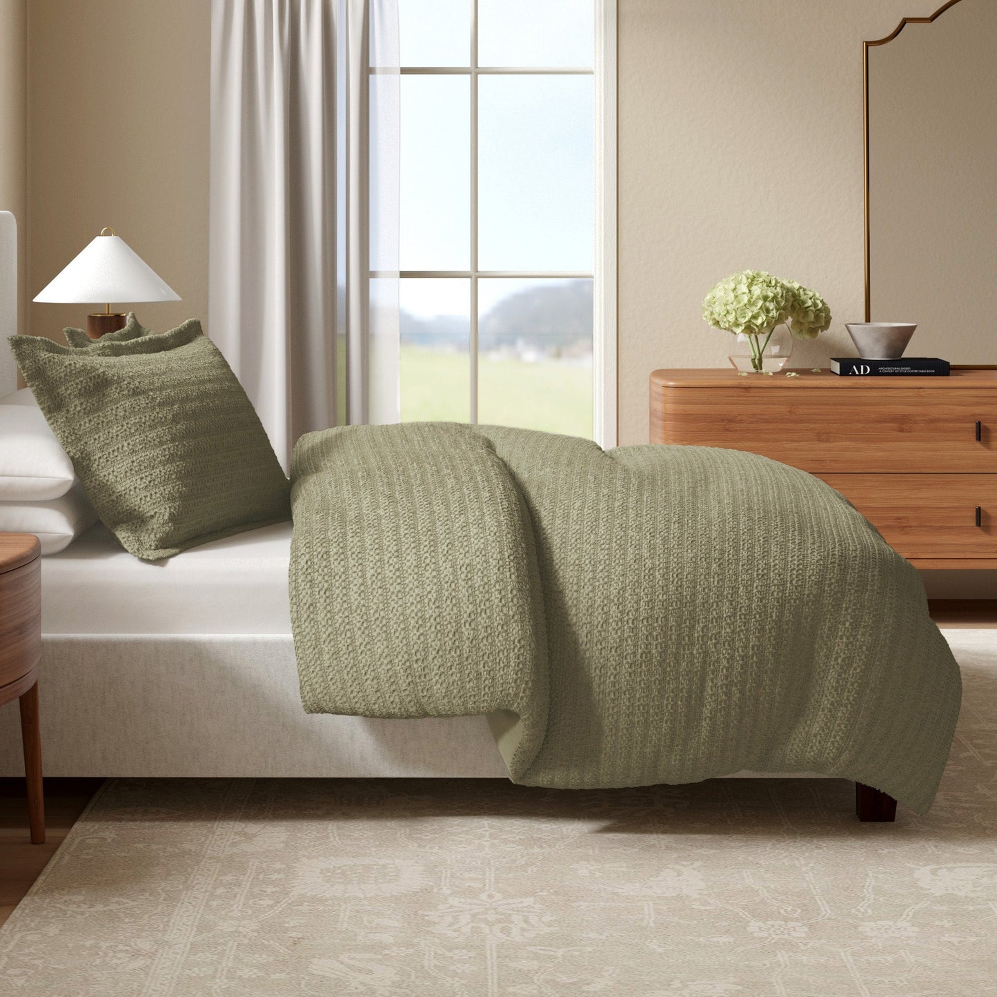 Mattea Collection-100% Cotton Honeycomb Waffle Duvet Set