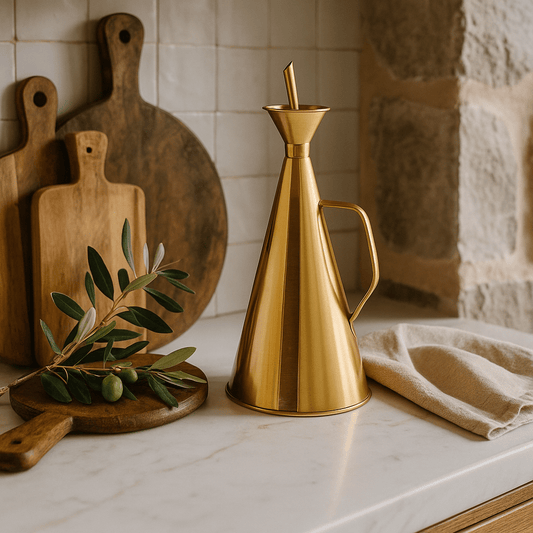 Tesoro Stainless Steel Oil Cruet with Gold Finish