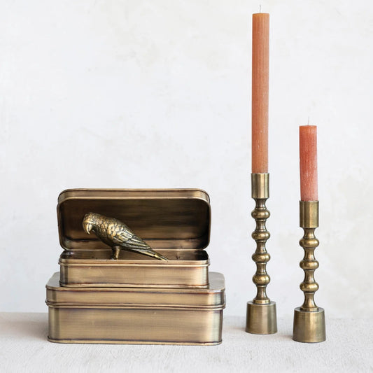 Antique Gold Finish Taper Candle Holders