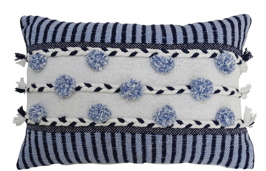 Striped Throw Pillow with Braid & Tassels