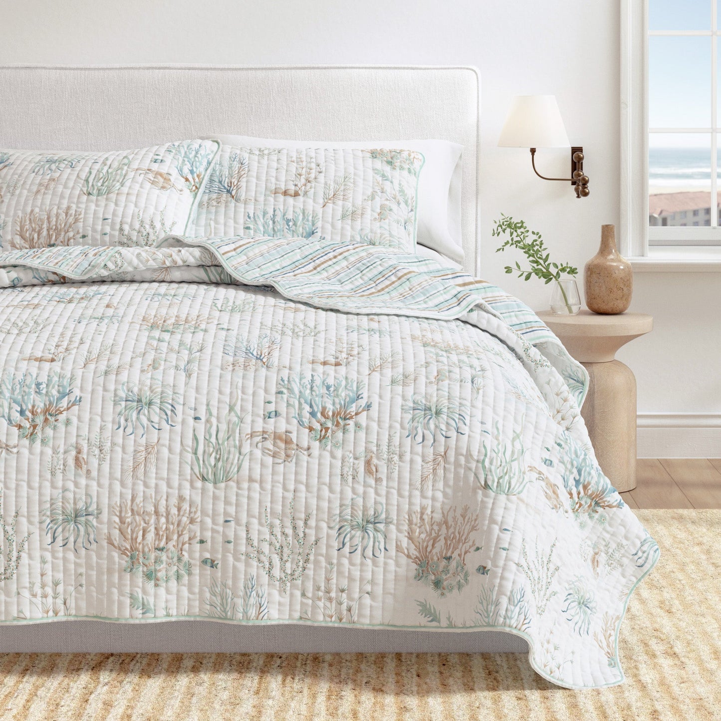 Santa Barbara Collection- Coastal Print Cotton Quilt Set