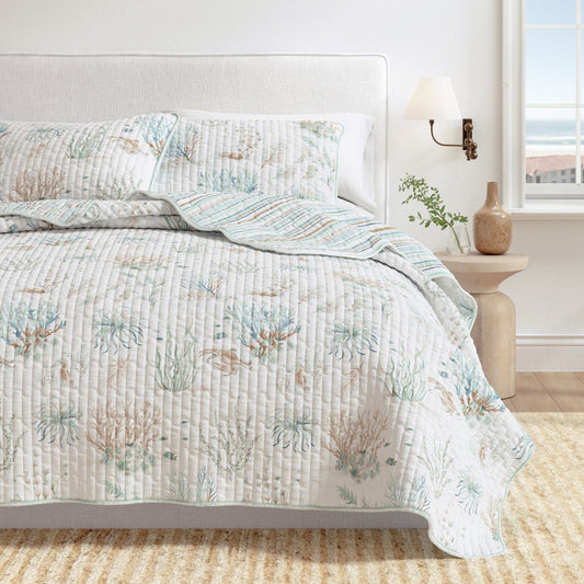 Santa Barbara Collection- Coastal Print Cotton Quilt Set