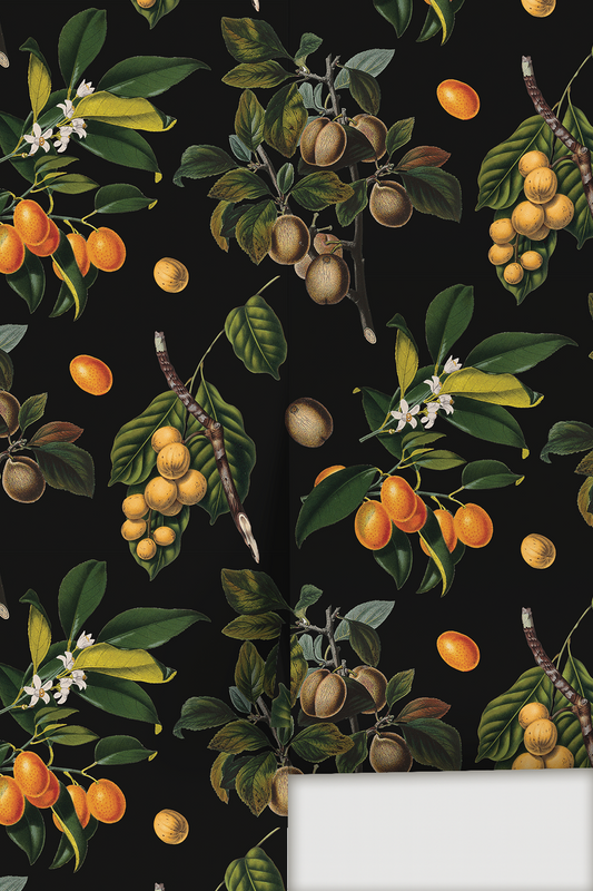 Vintage Orchard Wallpaper, black