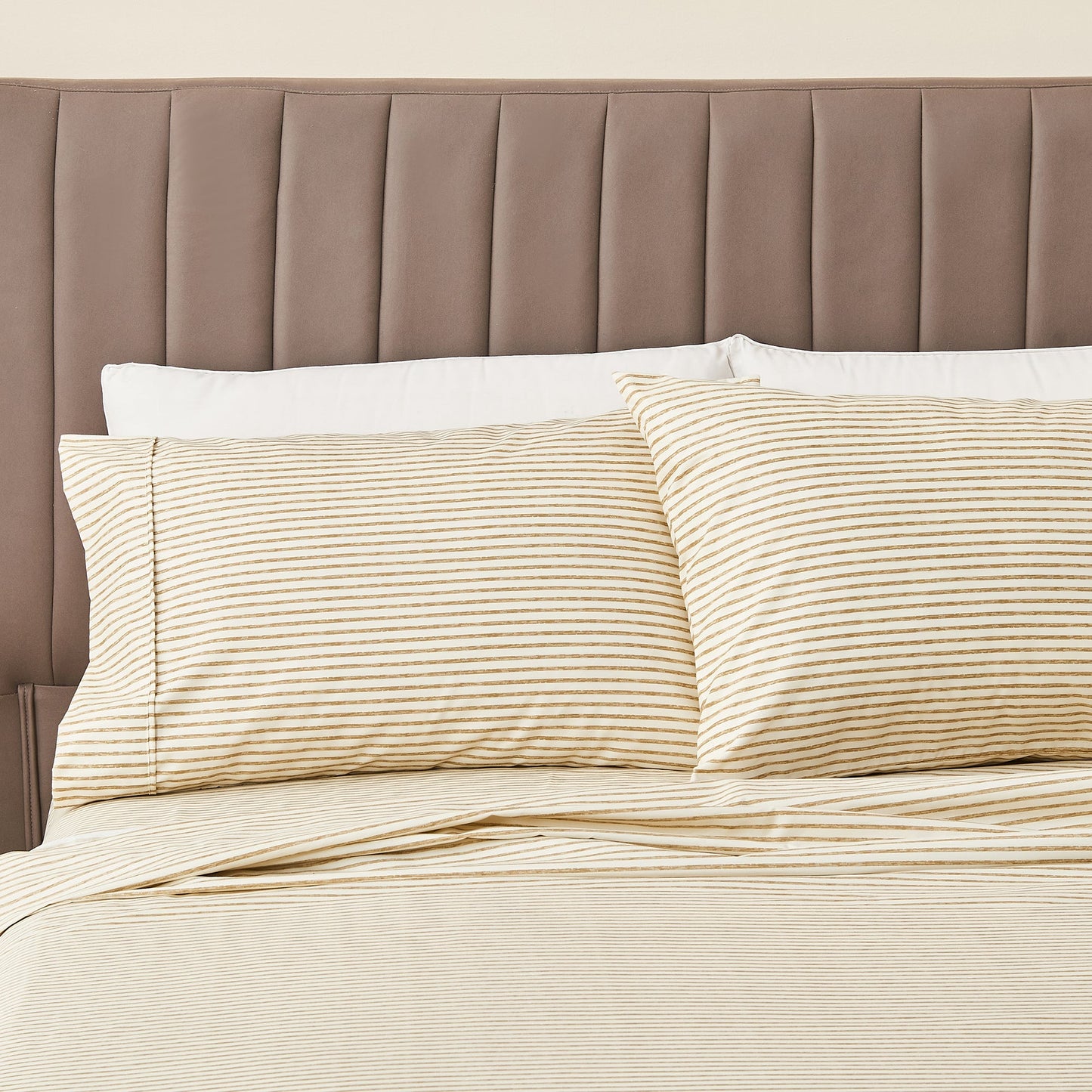 Evette Collection Striped Microfiber Sheet Set