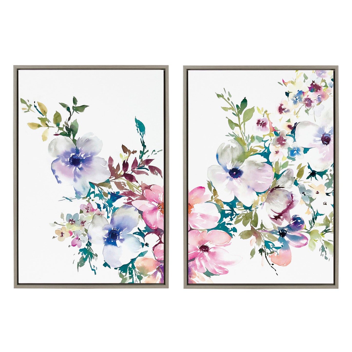 Sylvie Ink Wash Floral Framed Canvas Set by Emma Daisy