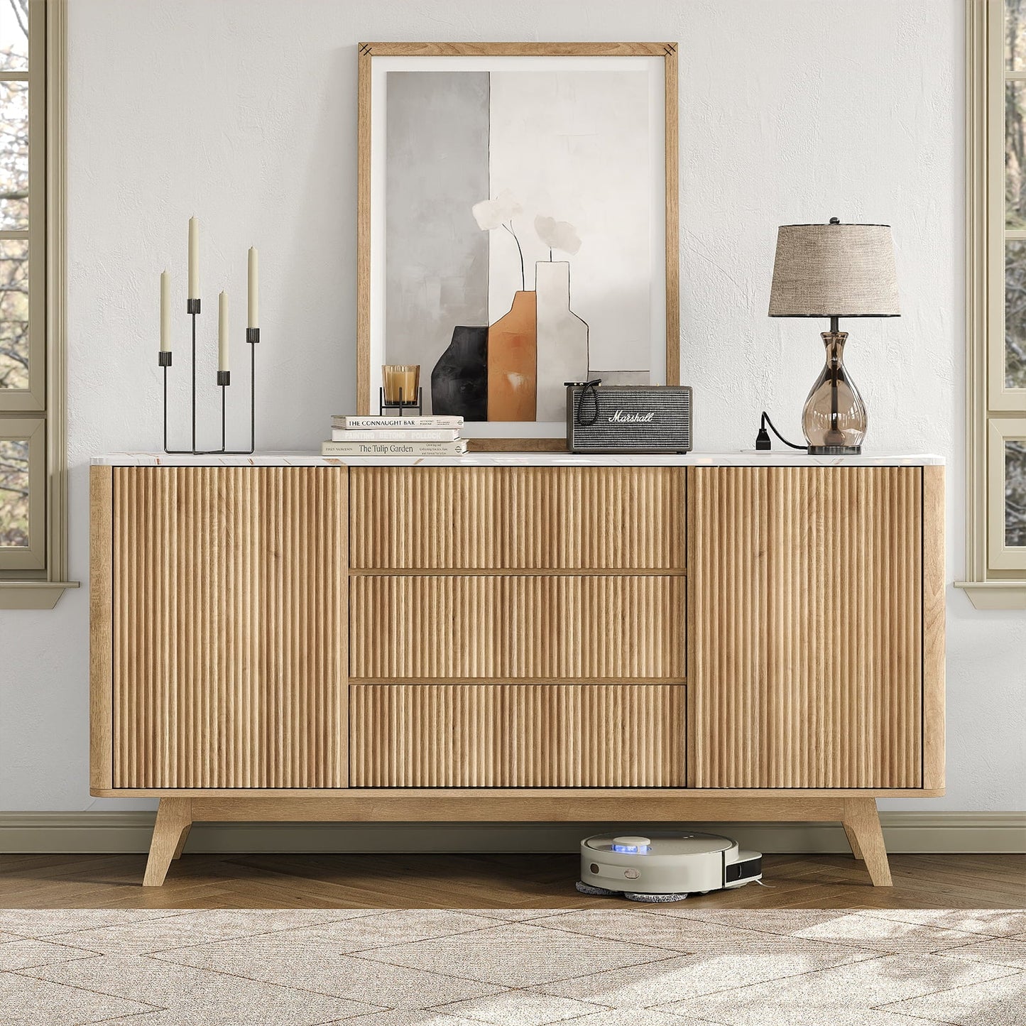 Vektaya Fluted Buffet Cabinet