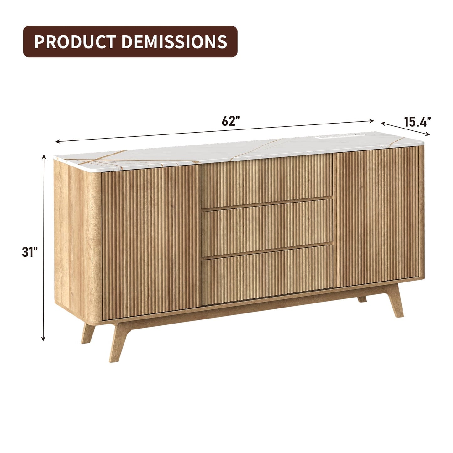 Vektaya Fluted Buffet Cabinet