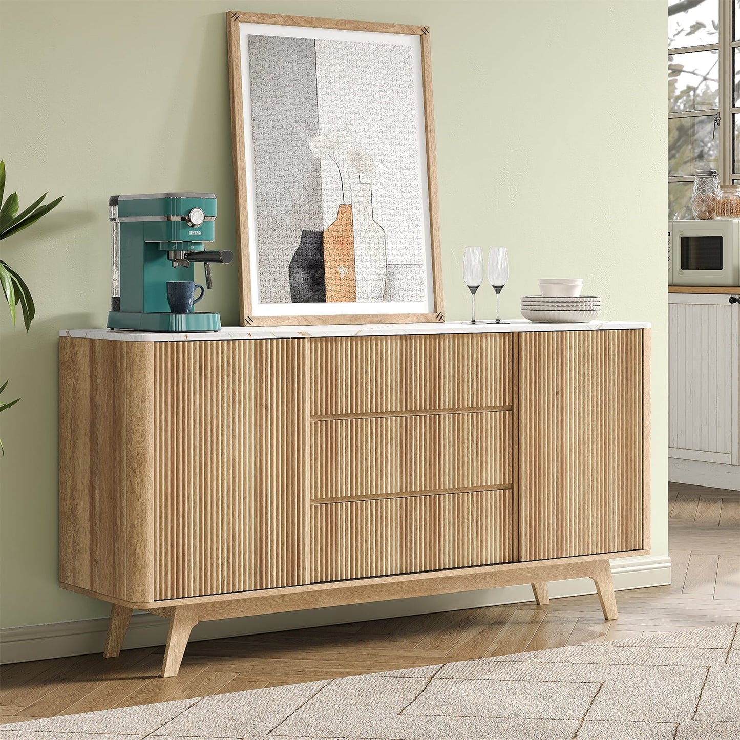 Vektaya Fluted Buffet Cabinet