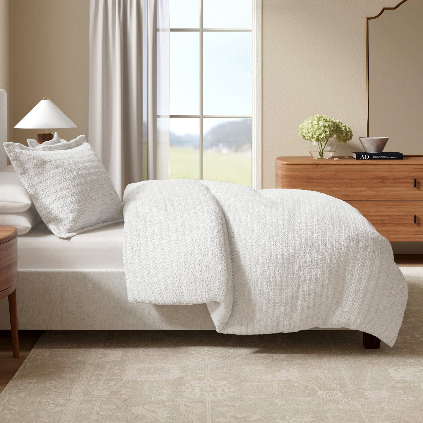 Mattea Collection-100% Cotton Honeycomb Waffle Duvet Set