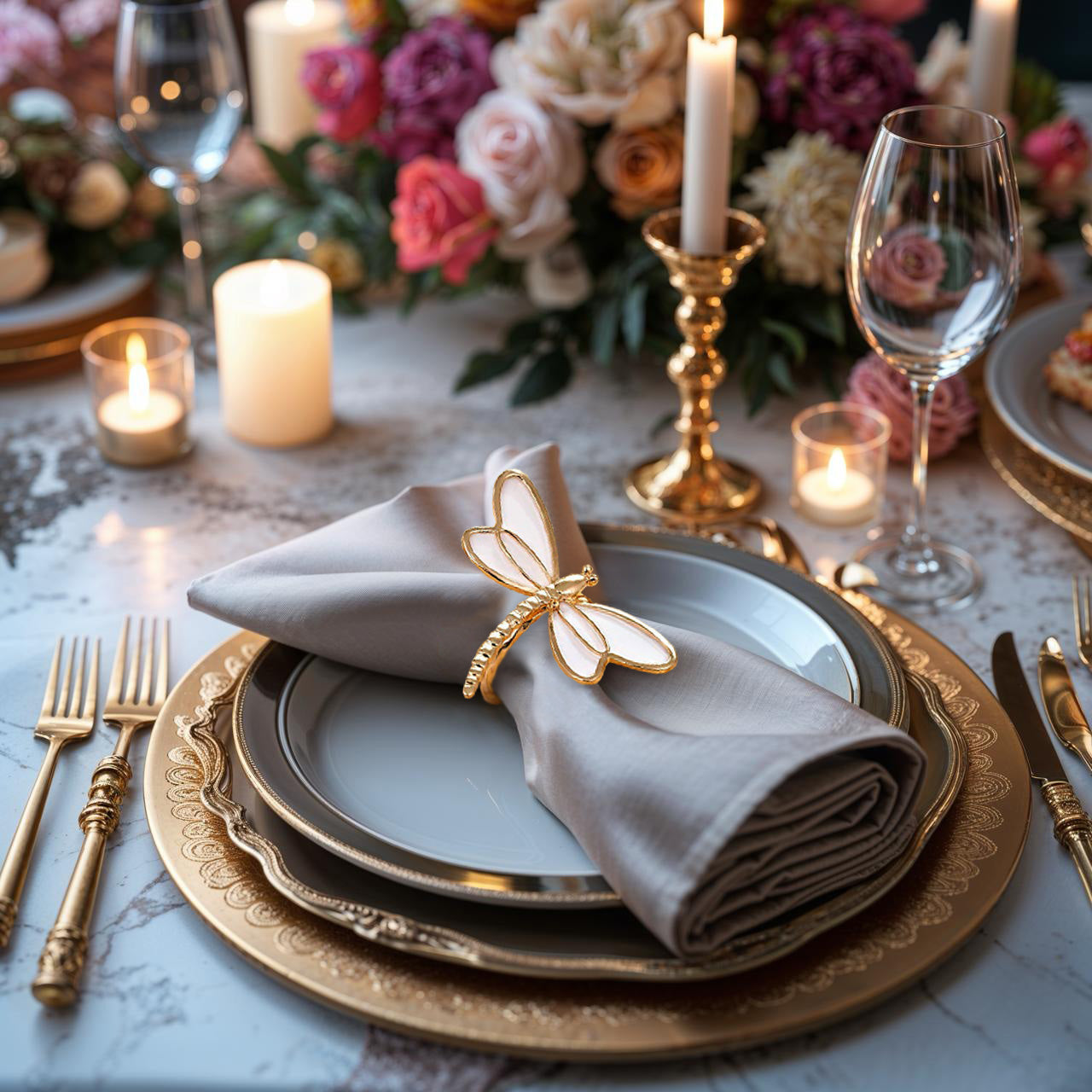 Ivory Flight-Dragon Fly Napkin Rings