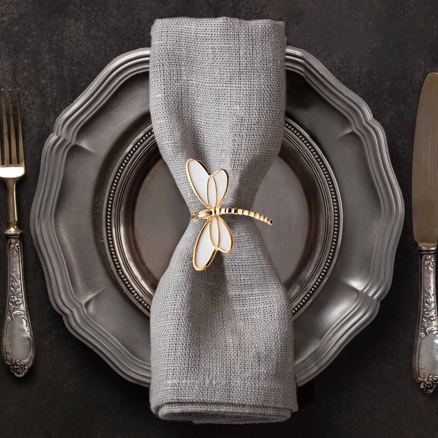 Ivory Flight-Dragon Fly Napkin Rings