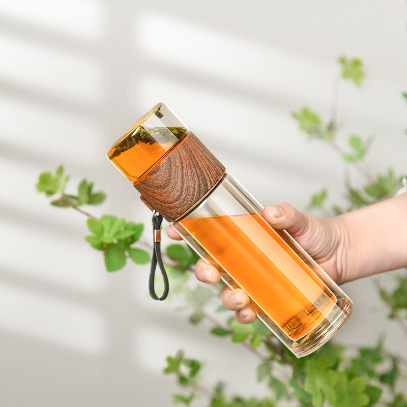 Portable Double Wall Thermal Glass Bottle