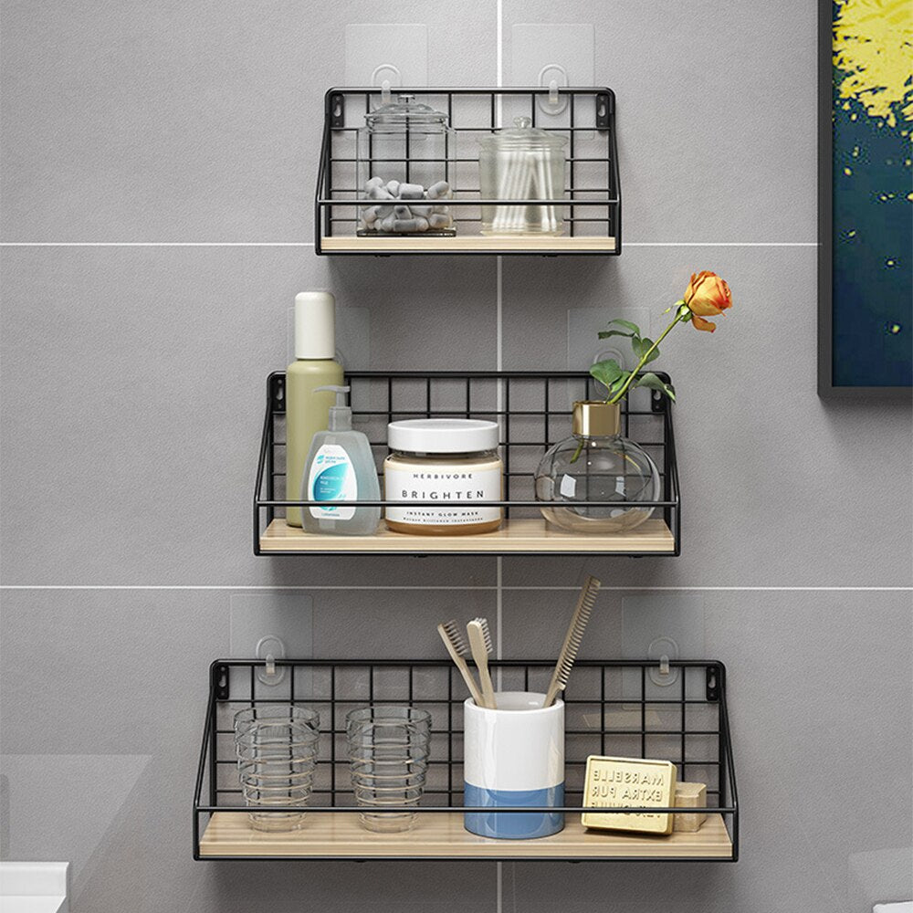 Nordic Wood & Metal Wall Hanging Shelves