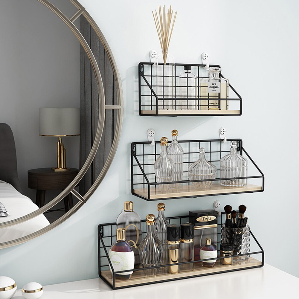 Nordic Wood & Metal Wall Hanging Shelves