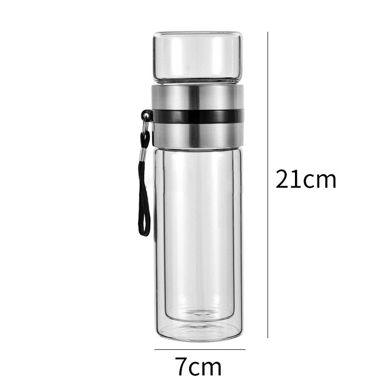 Portable Double Wall Thermal Glass Bottle